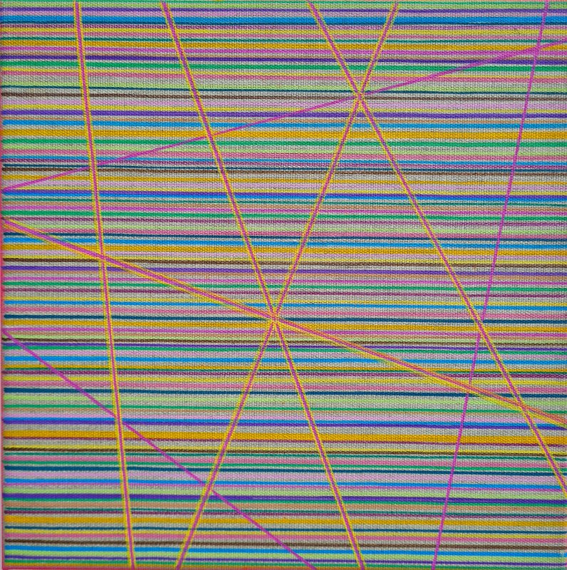 Coloured lines 3 magenta 2026, 30x30, Acryl-Acrylstifte auf Leinwand, € 290